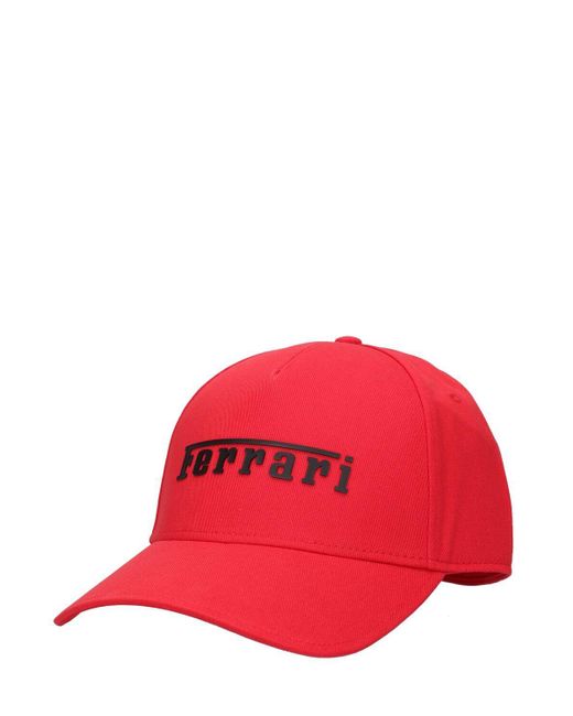 Ferrari Logo Cotton Twill Baseball Cap in Red for Men Lyst