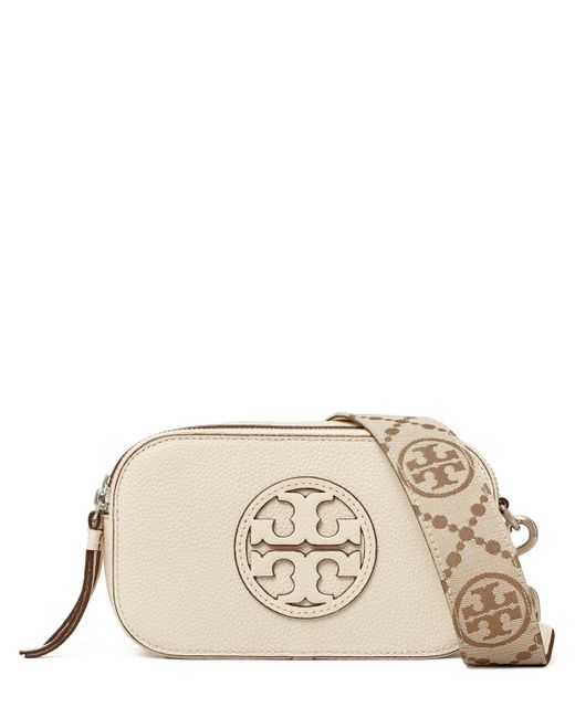 Tory Burch Natural Mini Perry Bombe Leather Camera Bag
