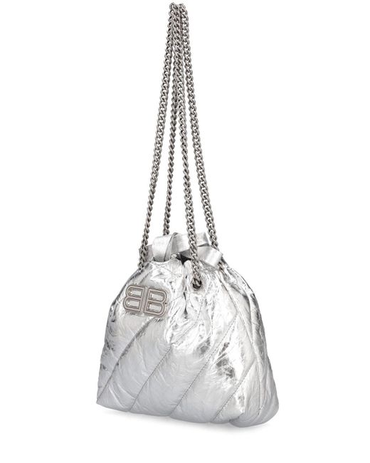 Balenciaga White Xs Crush Quilted Leather Tote Bag