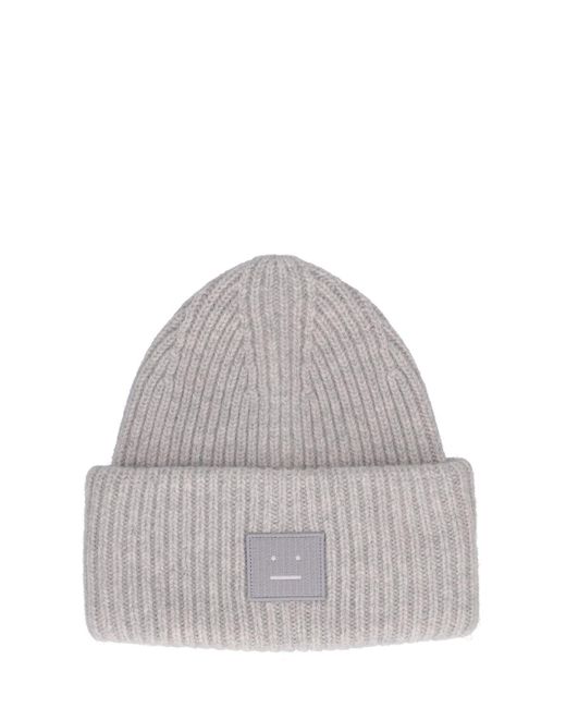 Acne Gray Pansy Face Wool Beanie for men