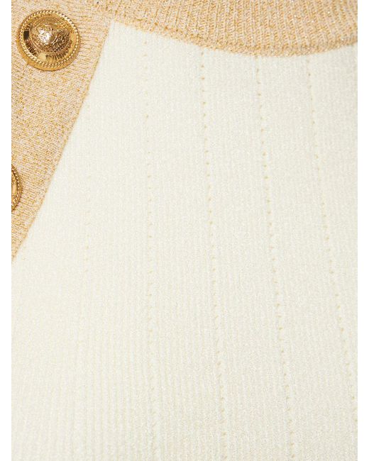 Balmain White Sleeveless Viscose Lurex Knit Midi Dress