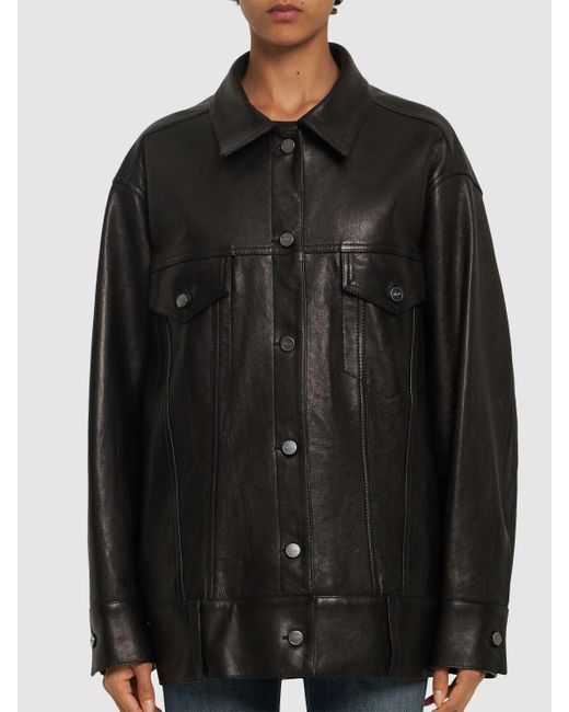 Khaite Black Grizzo Lamb Leather Jacket