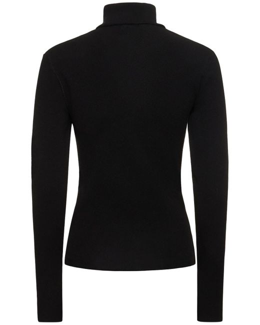 Courreges Black Logo Intarsia Knit Viscose Blend Sweater