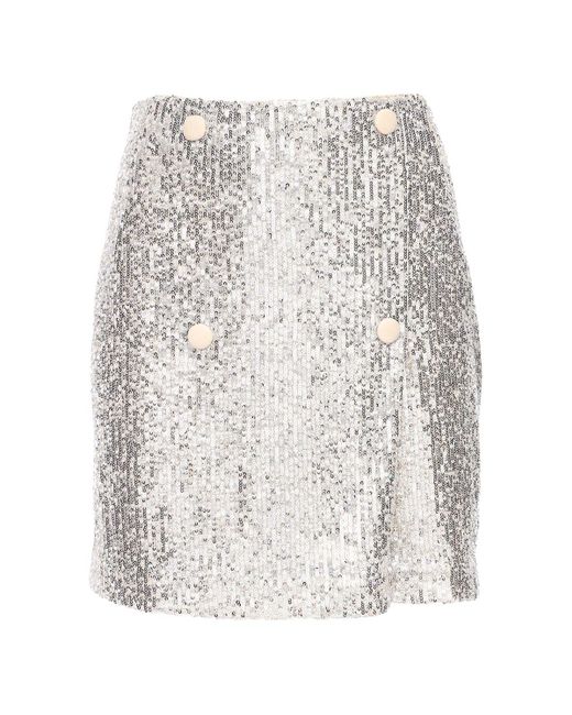silver metallic sequin skirt