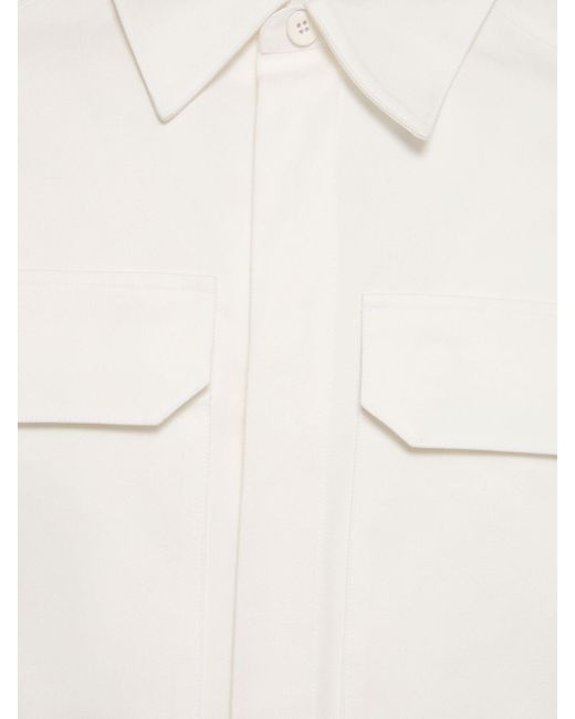 Jil Sander White Cotton Gabardine Overshirt for men