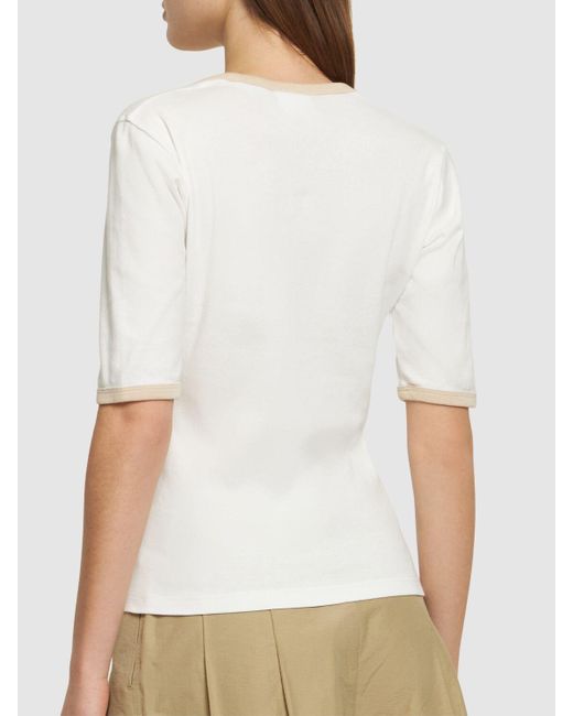 Courreges Natural Holistic Contrast Cotton T-Shirt