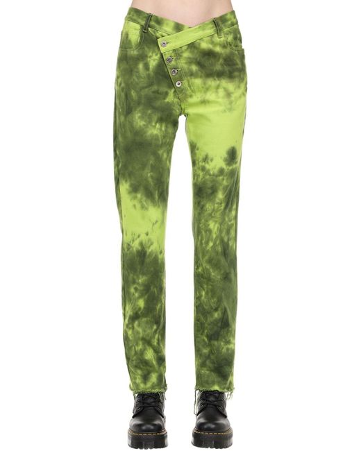 Marques'Almeida Tie Dye Denim Jeans W/ Overlapping Waist in Green - Lyst
