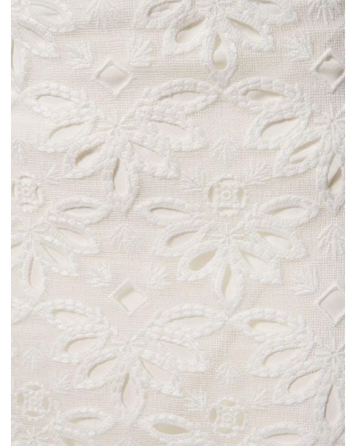 Ermanno Scervino White Embroidered Cotton Blend Midi Skirt