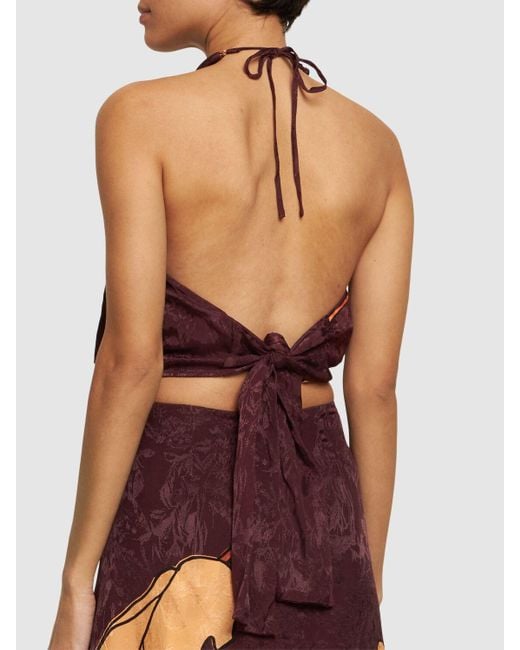 Johanna Ortiz Purple Crop-top Aus Jacquard "rooftop Serenade"