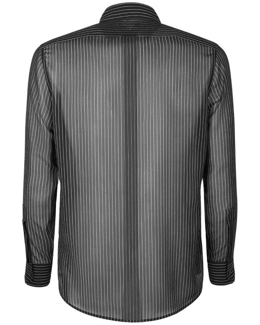 Saint Laurent Seidengeorgettehemd Mit Streifen in Black für Herren