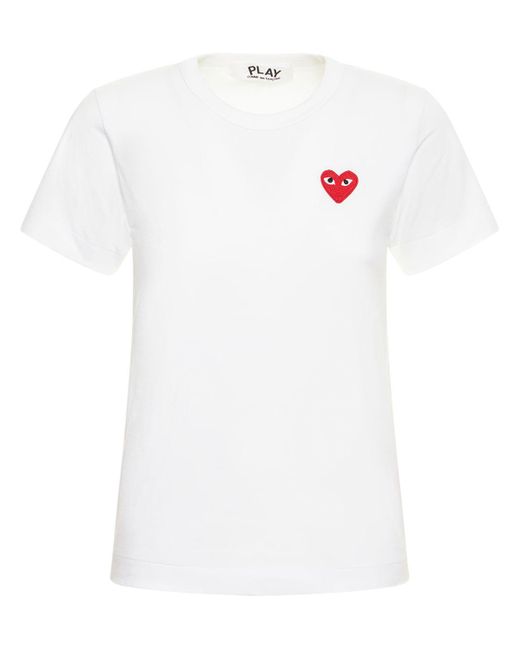 Camiseta de jersey de algodón con logo COMME DES GARÇONS PLAY de color White