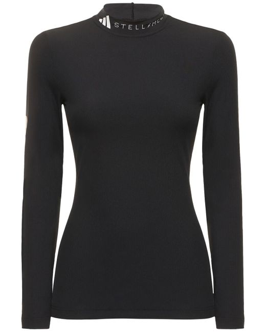 Adidas By Stella McCartney Black Ribbed Long Sleeve Top