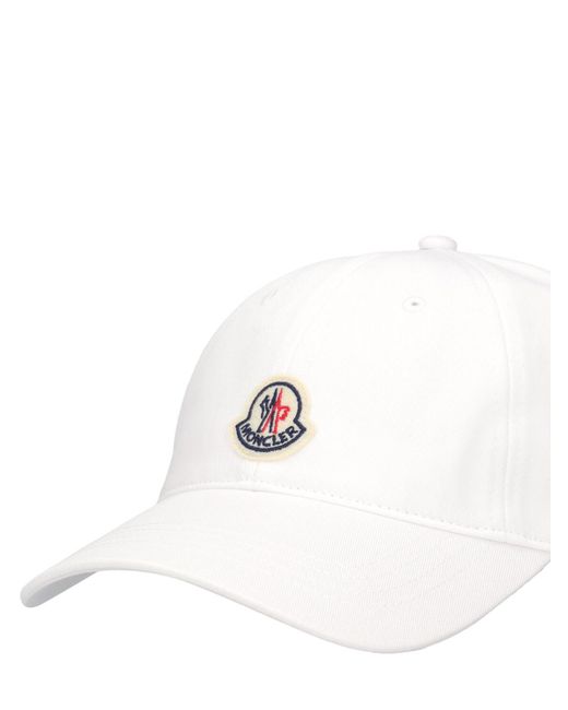 Cappello baseball in cotone con logo ricamato di Moncler in White da Uomo