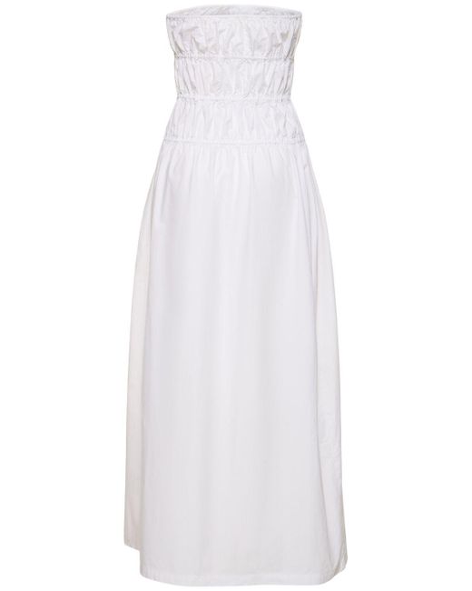 Designers Remix White Connor Strapless Cotton Midi Dress