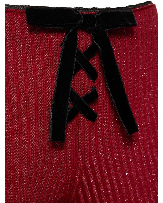 Cormio Red Alice Knit Pants W/ Ruffles