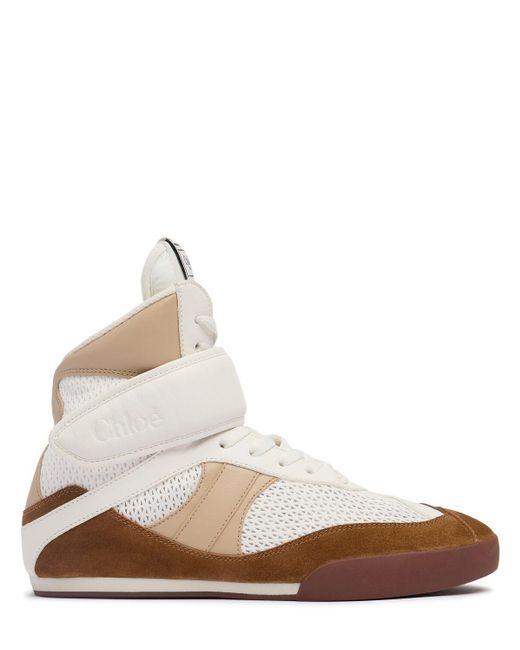 Chloé White Kick Lace-up Leather High Top Sneakers