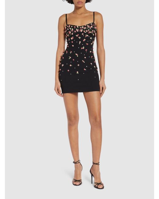 Blumarine Black Embroidered Cady Mini Dress