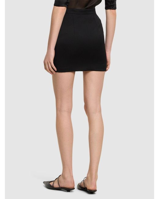 Alessandra Rich Black Light Wool High Waist Mini Skirt