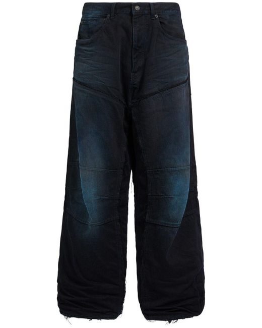 Balenciaga Blue Double-Knee Cotton Denim Jeans for men