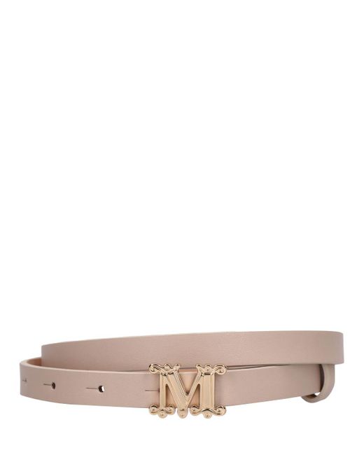 Max Mara Pink 1.5Cm Logo Soft Leather Belt