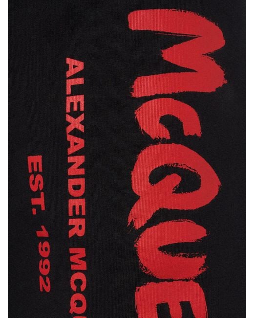 メンズ Alexander McQueen Graffiti コットンハーフパンツ Black