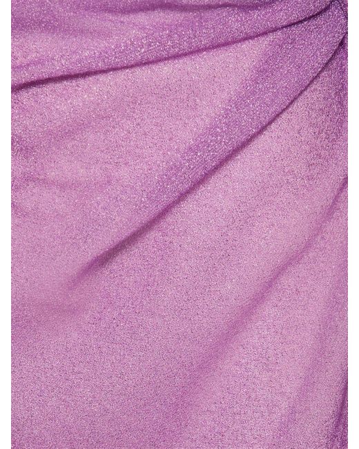 Robe midi en lamé détail nœud lumière Oseree en coloris Purple