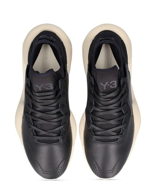 Y-3 Black Ledersneakers "kaiwa"