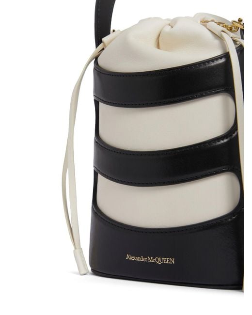 Alexander McQueen White The Mini Rise Leather Top Handle Bag