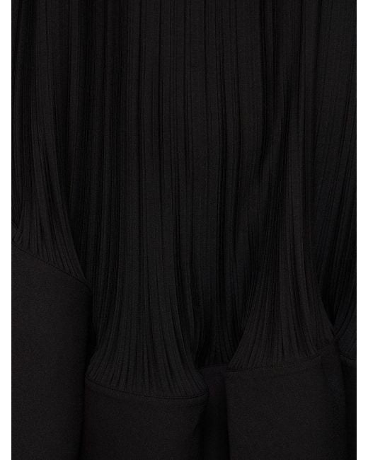 Robe longue évasée en viscose plissée Lanvin en coloris Black