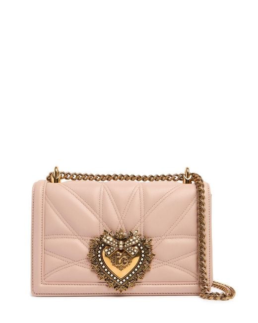 Femme Sac Porté Épaule En Cuir Devotion Unique Dolce & Gabbana en coloris Pink