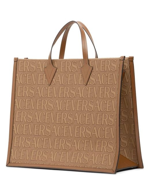 Versace Brown Large Fabric & Leather Tote Bag for men