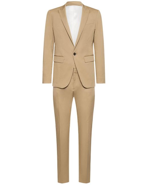 DSquared² Natural Berlin Fit Single Breasted Cotton Suit for men