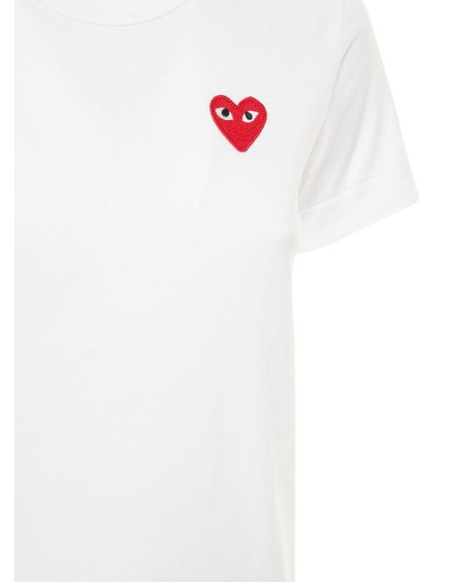 Camiseta de jersey de algodón con logo COMME DES GARÇONS PLAY de color White