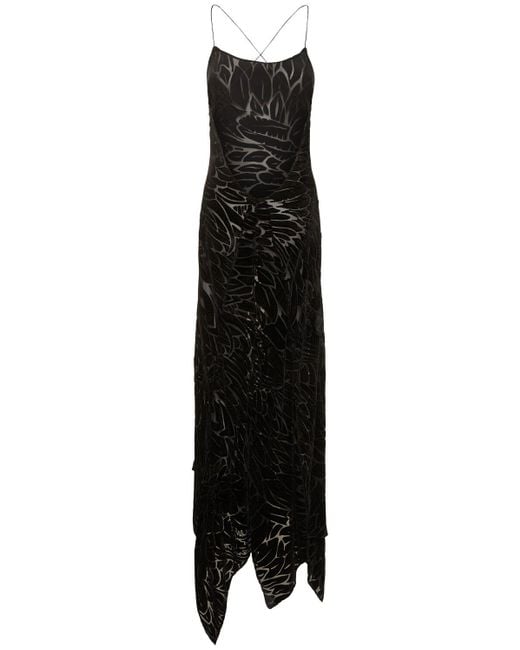 Roberto Cavalli Black Velvet Devoré Long Dress