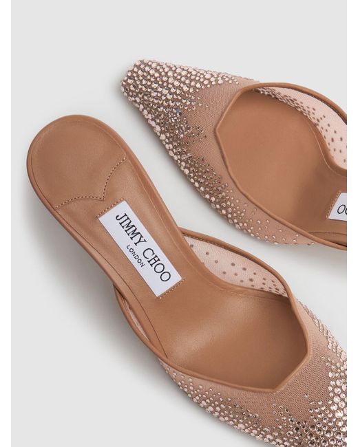 Jimmy Choo Vivi メッシュ&クリスタルミュール 65mm Pink