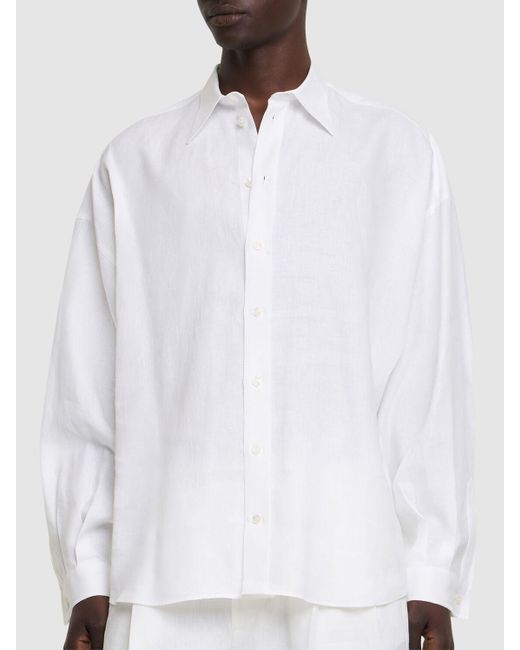 Hombre Camisa De Lino De Manga Larga Dolce & Gabbana de hombre de color White