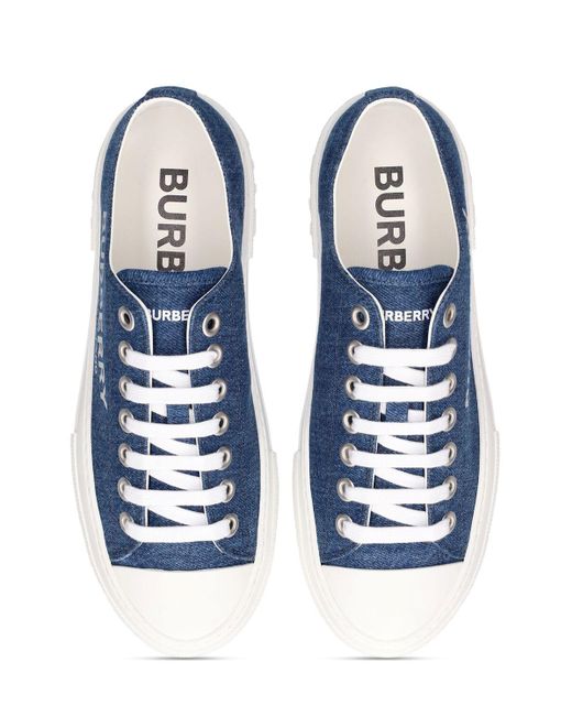 Sneakers en denim à logo Burberry en coloris Blue