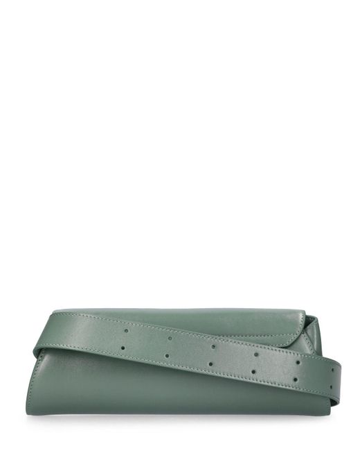 Jil Sander Green Small Cannolo Leather Shoulder Bag