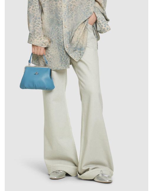 Vivienne Westwood Blue Granny Frame Leather Top Handle Bag