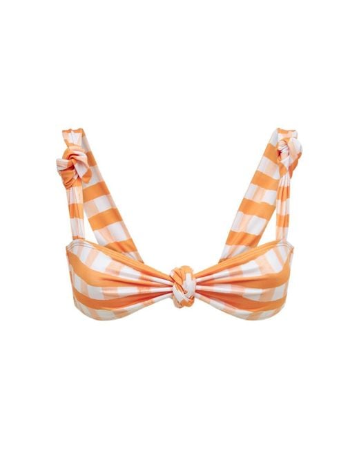 Jacquemus Le Maillot Vichy Check Bikini Top in Orange,White (Orange) - Lyst