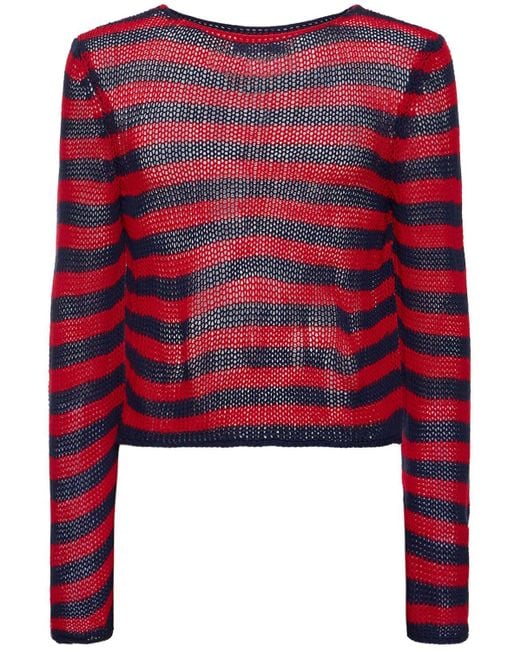 Jaded London Red Striped Acrylic Sweater W/ Slashed Neck for men