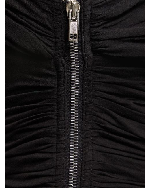 Rick Owens Black Lido Draped Cotton Asymmetric Midi Dress