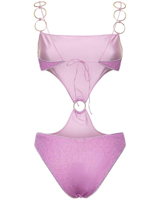 Oseree Purple Lumière Ring Cutout Swimsuit