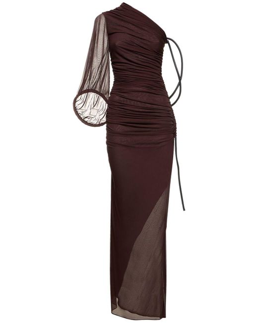 Dion Lee Purple Sheer Viscose Jersey Long Dress