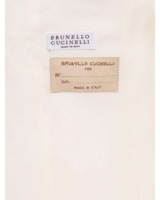 Giacca monopetto in twill di Brunello Cucinelli in White