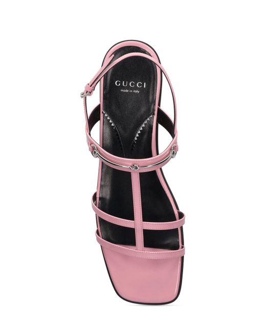 Gucci Pink 15mm Flache Ledersandalen Mit Horsebit