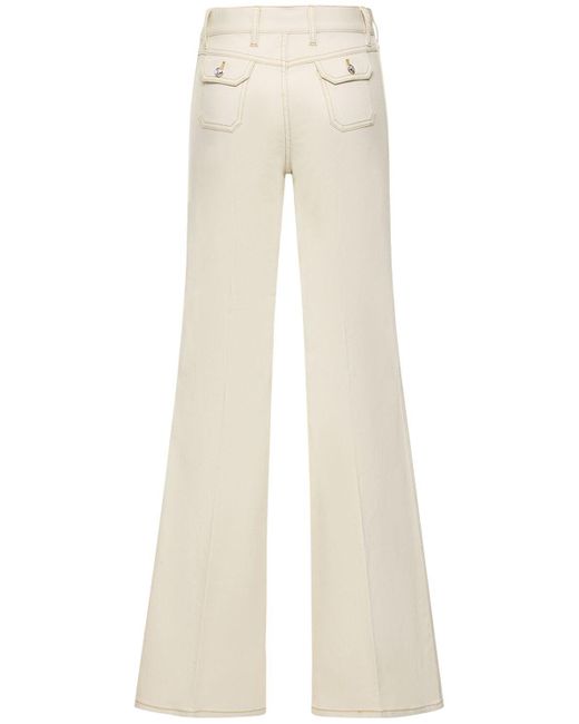 Giambattista Valli Natural Cotton Denim High Waisted Wide Jeans