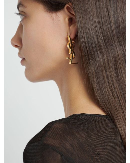 Saint Laurent Metallic Chunky Monogram Mono Earring