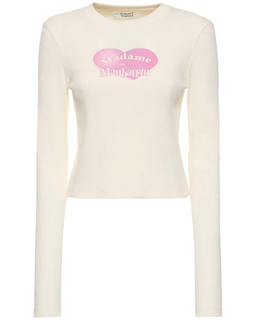 T-shirt manches longues en coton imprimé CANNARI CONCEPT en coloris White