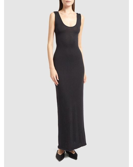 Saint Laurent Black Wool Blend Backless Dress
